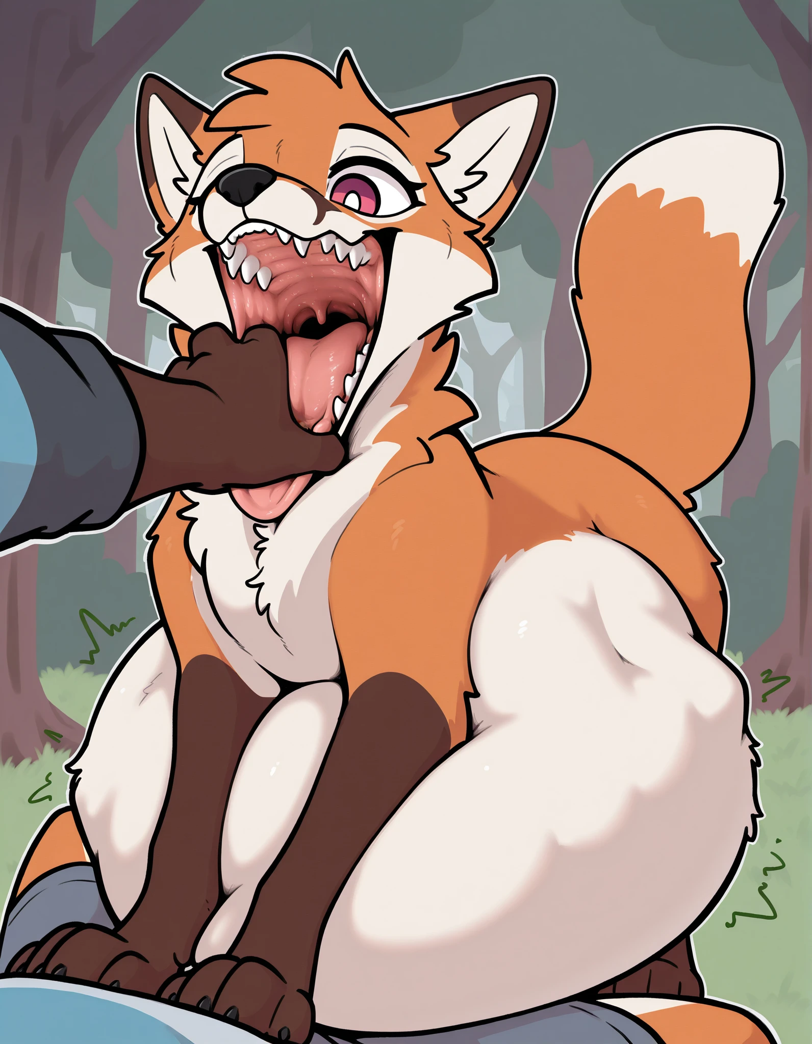(feral kobold), (male werewolf) score_9, score_8_up, dream prompt:score_9, beautiful, detailed cute face, blushing, shocked expression, reverse suspended congress, looking surprised, crying, forest, feet in view, foot shot, 3 toes, crying, cum, 3 toes, screaming, foot focus, huge feet, gaping vagina, leaking vagina gaping, aftersex, after sex, closed eyes, saliva, hyper feet, impregnation, arms behind back, spreading legs, scrunching toes, fingers in mouth