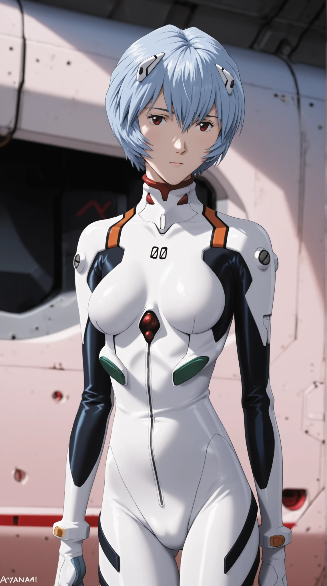 Ayanami, Full body image, Blue hair blowing in the wind, short hair, (Red eyes:1.3),
small breasts, bodysuit, headgear, Plug Suit, White bodysuit,
outdoors, looking at viewer, (masterpiece:1.2),
highest quality, High resolution, Unity 8k wallpaper, (figure:0.8), (Beautiful fine details:1.6), Highly detailed face, Perfect lighting, Highly detailed photos, (Perfect hands, Perfect Anatomy)