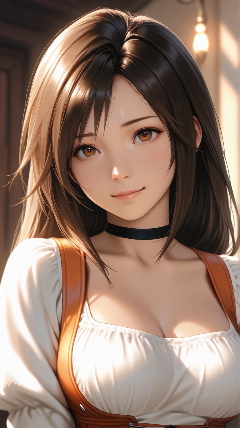 score_9、score_8_up、score_7_up、One girl、Hyperrealism Style、Photorealism Style、Real、Big Breasts:1.2、lips、Upper Body、Long Hair、Gazing at the audience、blush、bangs、Brown Hair、Brown eyes、Narrow eyes、Earrings、fixed、No fixes、(TifaがBlowjob)、Tifa(FF7),((Tifa ロックheart))、Huge penis with visible veins、testis、sense of awe、Perfect Eyes、Penis Focus、heart、Breast compression、Blowjob、blush、Detailed eyes、Mature Woman、High resolution、high quality、最high quality、masterpiece、HDR、Volumetric lighting、Highest production values、masterpiece、Beautiful Face、