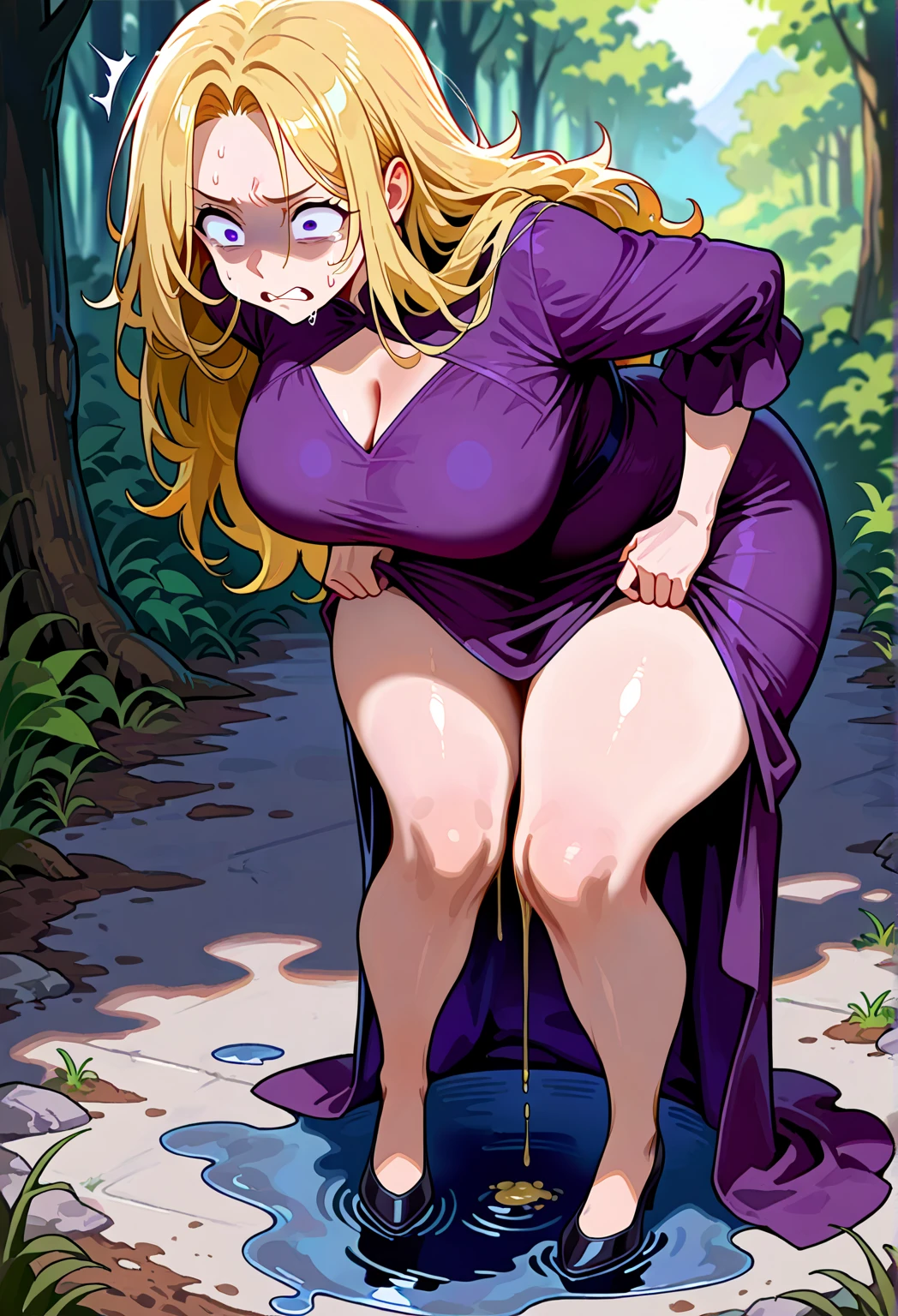 Anime. 1 Girl. Cute girl. Slave. Urinary incontinence. Diarrhea. Disabled person. Paralysis of the lower body. Blonde hair. Long hair. Wavy hair. Green eyes. Beautiful eyes. Perfect eyes. Expressive eyes. Ideal face. Beautiful nose. 16 years. Medium breasts. Beautiful breasts. Urinary incontinence. Wants to pee. I need to pee. Strong, desperate urge to pee. Hands on crotch. He squeezes his crotch tightly. Rubs the crotch. Knees together, feet apart. The girl can't stand straight. She peed herself. Urine leaks from the perineum onto the floor. Urine runs down my thighs. Diarrhea. Wants to poop. I need to poop. A strong, desperate urge to poop. She pooped herself with diarrhea. A stream of liquid feces comes out of the butt onto the floor. Ideal anatomical body. Dirty tunic. Torn tunic. Slave collar. Diaper. Dirty diaper. Diaper mess. Sitting. Sits in a wheelchair on a slave market. Full height. Slum. Slave market. Many people. Beautiful character design. Shiny skin. full body nswf. Official art. Extremely detailed CG Unity 8k wallpaper. Ideal lighting. Ultra high resolution 4K. Super detailed 8K resolution. A high resolution.