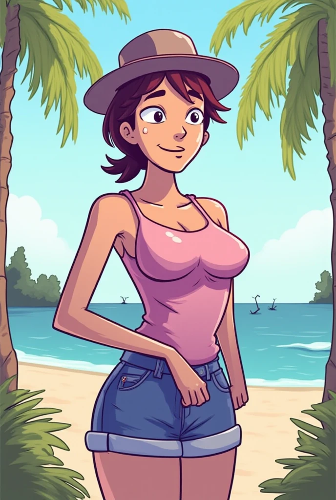 ((High Quality image 10k)) (( perfect autonomy)) Masterpiece, Marie Kanker, solo girl, blue short hairstyle, cute face, naked, big breasts, thick body, Marie Kanker Ed Edd N Eddy, full body, Standing at the park, cuerpo completo, High resolusion