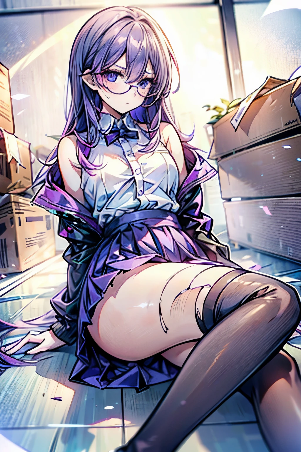 NSFW,masterpiece,Highest quality,High resolution,Super detailed,Yuuka \(Blue Archive\)、Purple Eyes、Purple Hair、Long Hair、Two Side Up、Halo,High-quality open crotch lingerie,Embarrassed,Frustrated face,Lust,blush,Expecting face,Seduce,(To flatter),(Sex slave),(Middle-aged men),(Having rough sex),put in,Creampie,(Squirting),heart,Open your mouth,Sticking out tongue,Office at night,desk,pc