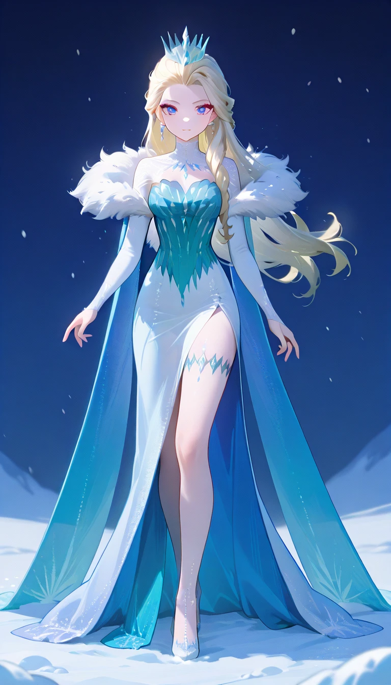 (8k, highest quality, masterpiece: 1.2), (realistic, realistic: 1.37), Super detailed, an ice female demon、Standing in the frozen snow field、Witch wearing pale armor, ((sexy costume:1)), SEXY female devil, ((aurora in the night sky)),