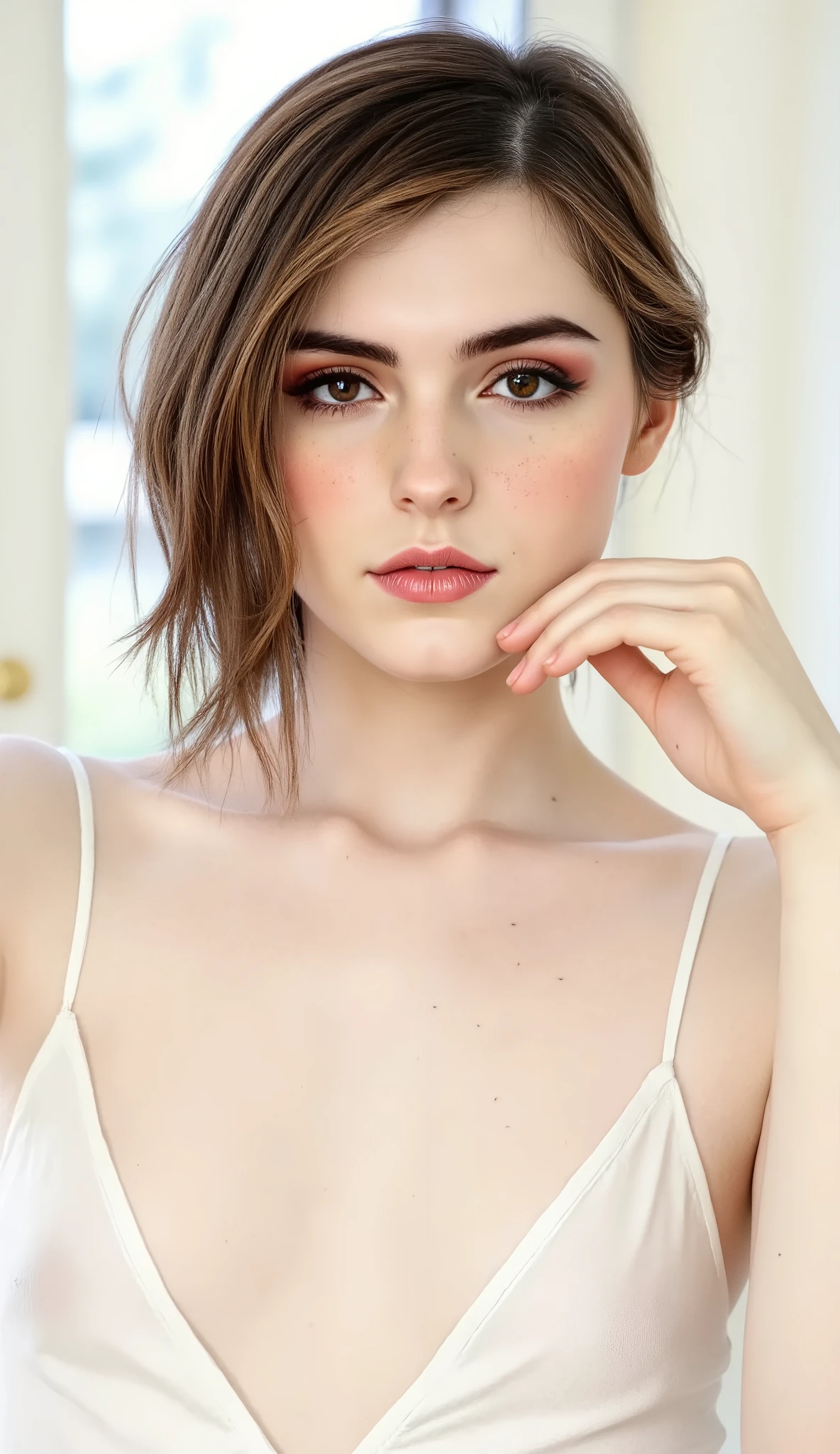 arafed woman in a white top posing for a picture, portrait sophie mudd, anna nikonova aka newmilky, violet myers, jaw dropping beauty, angelina stroganova, yelena belova, sexy girl, viktoria gavrilenko, jaw-dropping beauty, anastasia ovchinnikova, anna nikonova, maxim shirkov, alina ivanchenko