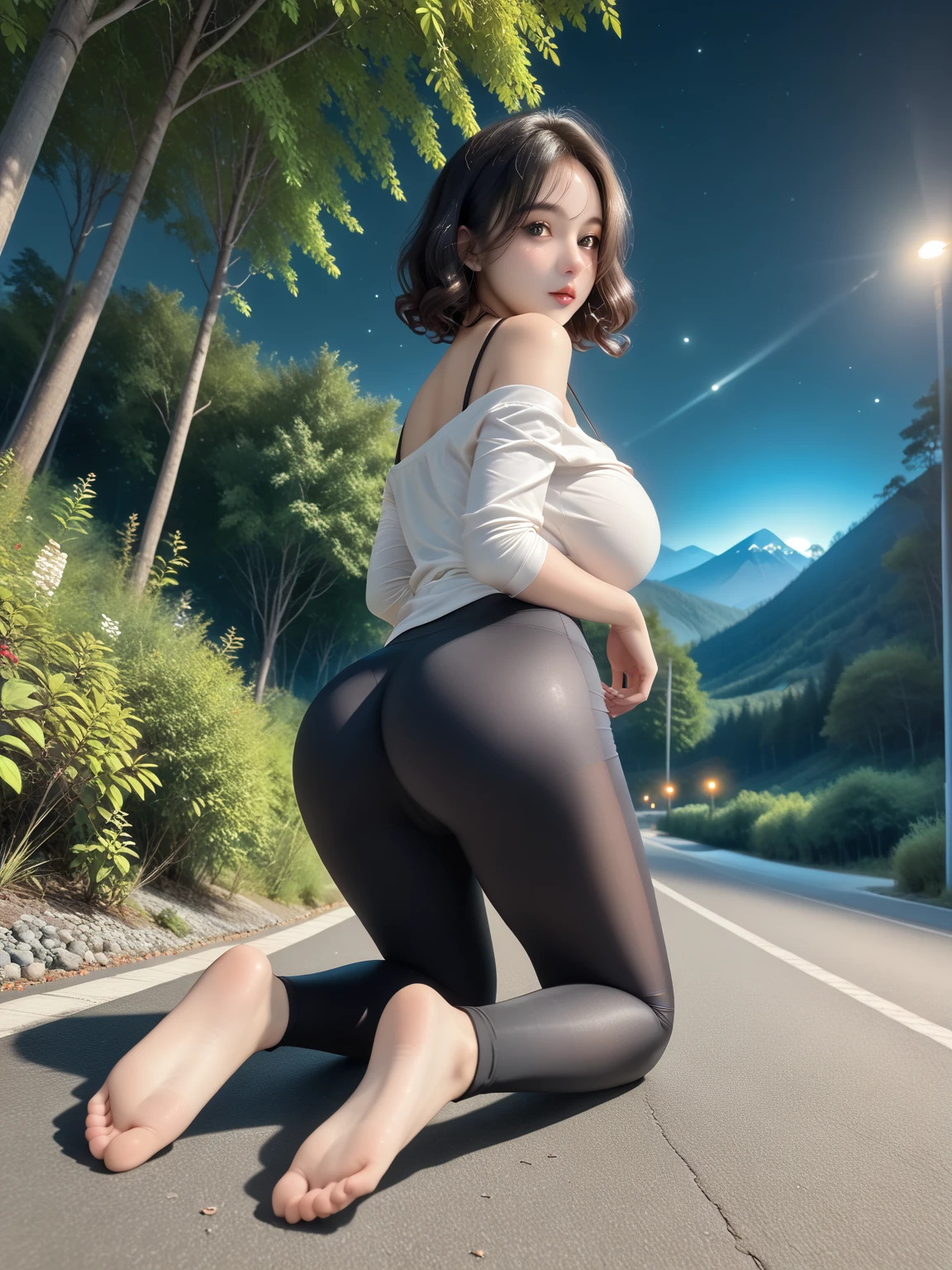 Cecilia zhou, is a chinise girl, wearing only a tight see through top, (detalied), (high quality), see through clothes, tight, big breast, at the park at night, bend over, sexy, ass, cunt, perfect lighting, vagina (detalied), (High quality), teasing