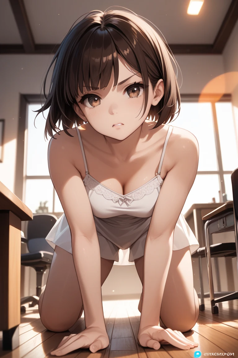 top-quality、Super Detail、front of view、、((wearing white underwear)),(detailed panties showing)、((detailed race bra showing)),You can see up to the feet、skinny thigh、perfect hand、perfect foot、Perfect body、Sexy Shots, Photorealsitic, 8K、The lateral chest is visible、、Ordinary chest、Beautiful body lines、being thin、short hair、Skin revealing,,((plaid miniskirt)),,((,plaid bow)),in classroom,,,(((showing race panties))),,wavy short and Brown hair,makeup,(()),lying down on the desk,detailed panties,cute panties,(spreading legs open wide with knees bent,creating the shape of the letter M)
,vaginal sex