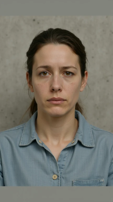 A person who is not relaxed facing the camera