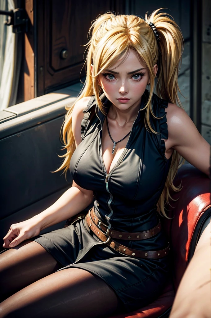Woman with long blonde hair and tank top, glamorous tifa lockheart, Tifa Lockhart, a female anime character, Tifa Lockhart, Tifa, anya from spy x family, misa amane *, Fine details. girls' frontline, tifa lockhart portrait, Portrait of Tifa Lockhart, rena nounen style 3/4, blonde anime girl with long hair