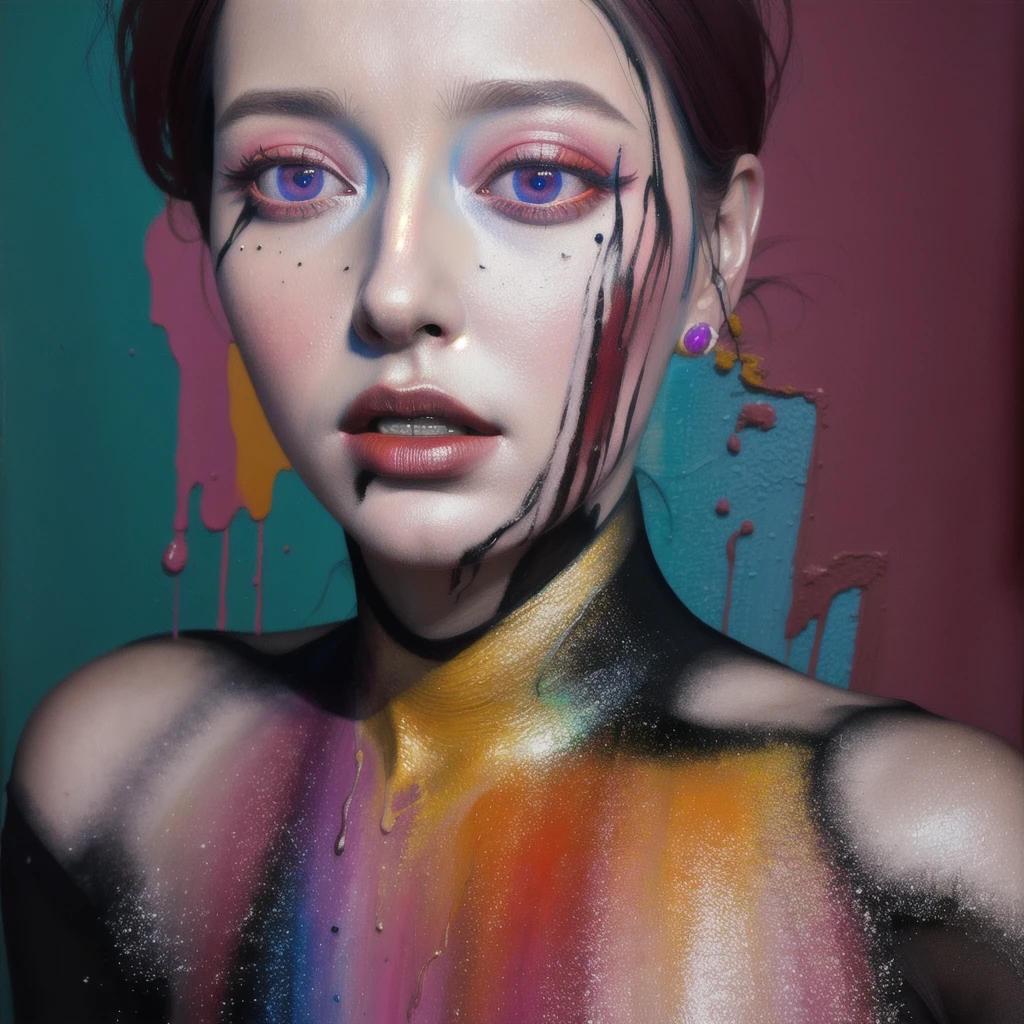Android Beauty, Powerful paintings inspired by Francis Bacon, Ultra-realistic surrealism, Hyperrealism, fear, art, hyper real painting, Realistic illustration painting, カラフルなHyperrealism, Hyper-realistic digital art