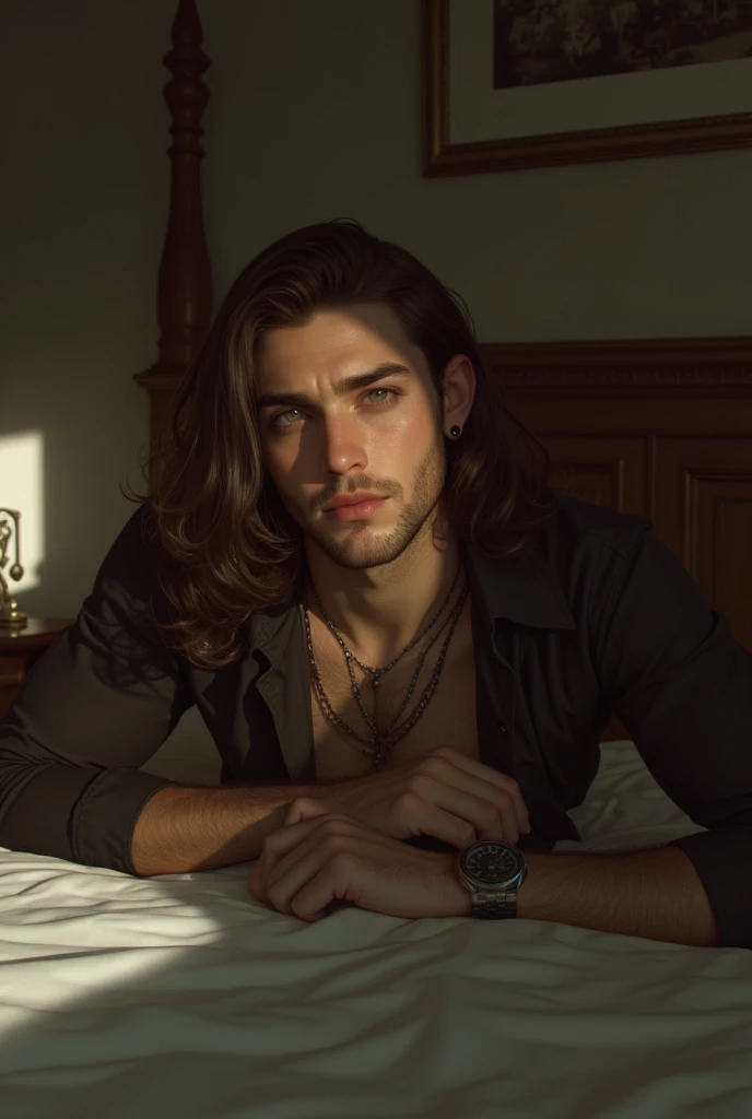 (best quality,8k,masterpiece:1.3),handsome young man with perfect figure and long hair,sitting alone on a burning sofa in a cornfield,crashed plane on the back of the sofa,detailed portrait,dramatic lighting,cinematic composition,intricate details,warm colors,moody atmosphere,epic scale,photorealistic