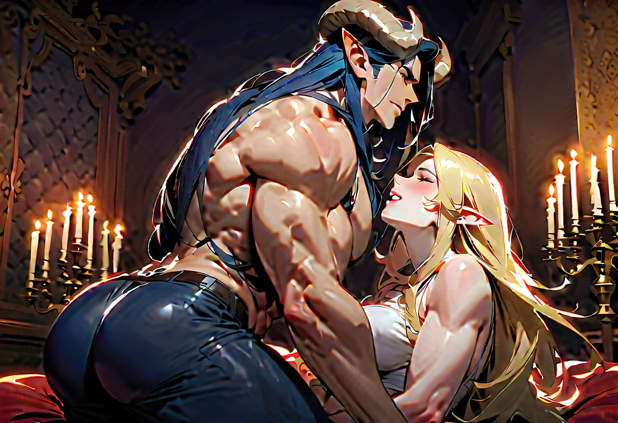 beautiful woman, large breasts, thin waist, big hips, slender and attractive, white angel wings on back, angel woman, nsfw, sexual, enticing, looking at viewer, ((woman with angel wings about to give blowjob to the viewer, normal eyebrows, beautiful eyes, long wavy blonde hair, loose hair wavy hair, )), 1 woman 1 man, (((Man is Sanji from One Piece, One Piece Sanji, Sanji, new, large erect penis, hard on, flustered, grinning, smirking, turned on, horny, dominant))), blonde hair, ahoge, bangs, long hair, side swept bangs, heart-shaped pupils, dilated pupils, aqua eyes, pupils sparkling, blush, seductive smile, flustered, heart in eye, heavy breathing, moaning, drooling, ahegao, endured face, happy, oral invitation, cinematic lighting, sparkle, rococo style, high detail, Conceptual art, Renaissance, anime, by Alfons Mucha, anime style, multiple views, masterpiece, anatomically correct, award winning, best quality, highres, sex act, blowjob, intercourse, penetration, orgasm, cuming, pleasure, hentai, echi, ecchi, porn, adult, side view, view from above, woman is sex toy, woman is sex slave, fondled woman, groping, blowjob, penis in vagina, penis in ass, anal, oral pleasure, anime, illustration, perfect body, pale skin, fair, comic page, multiple panels, open mouth, moaning, orgasm, drooling, dick in mouth, cock in mouth, drooping eyes, naked woman, woman tied up, bound woman, powerful thrusting, rough sex, spread legs, suspended bondage, female focus, from behind, sex toy, arms above head, sex dungeon
