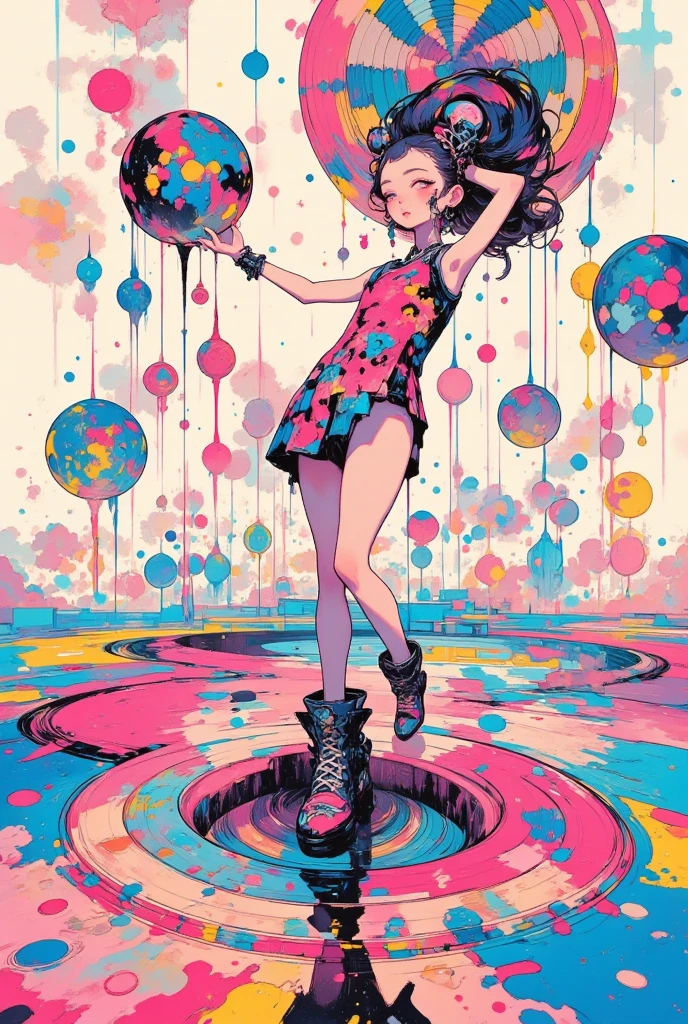(snthwve style:1) (nvinkpunk:0.7) Beautiful black woman and sexy drunk as Sandman delirium, (hallucinating colorful soap bubbles), by Jeremy Mann, by Sandra Chevrier, by Dave McKean and Richard Avedon and Maciej Kuciara, punk rock, tank girl, high detail, 8k, sharp focus, natural lighting, subsurface scattering, f2, 35mm, film grain