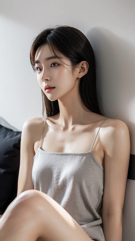 8K，best qualtiy，tmasterpiece，超高分辨率，（真实感：1.4），RAW photogr，（True skin texture：1.3），（filmgrain：1.3），（Selfie angle），1个Giant Breast Girl，Beautiful eye and face details，tmasterpiece，Best quality at best，closeup cleavage，Waist up，sitting in the couch，Harnes，Pure desire，