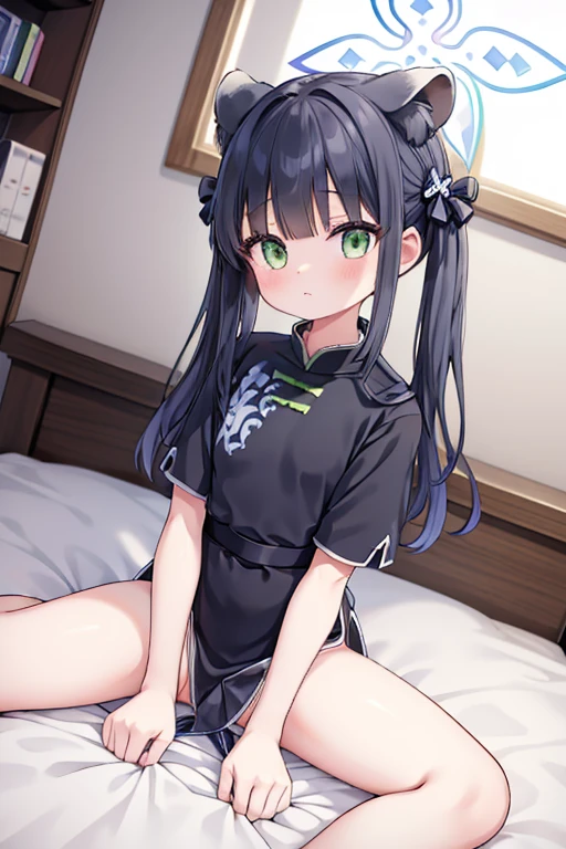 One girl, alone, chest, Long Hair, blue eyes,  smile,Blue Hair,  View your viewers, Upper Body, medium chest,  bangs, Black Hair, ShibaMiyuki, hair ornaments,Blushing,thin,, Black tie, White Dress, Green jacket, Long sleeve, Open jacket, High heels,School, sexual behavior, Climax, Ahegao, M-shaped legs, service, Squirting, Loose clothing, chestが出ている, Shaved, Half naked, Erect nipples, Overflowing love juice, Semen overflowing from the uterus, Depicted from a frontal angle