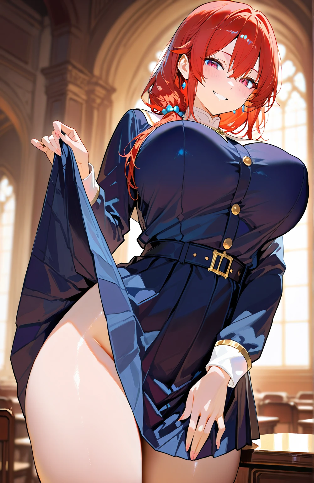 My name is Hikaru, I am a white test ,with red hair, black eyes and I am 138 cm tall and weigh 34 kg. My breasts measure 160 cm, my waist measures 30 cm and my hips measure 60 cm. Dressed in a black skirt along with a pink blouse.