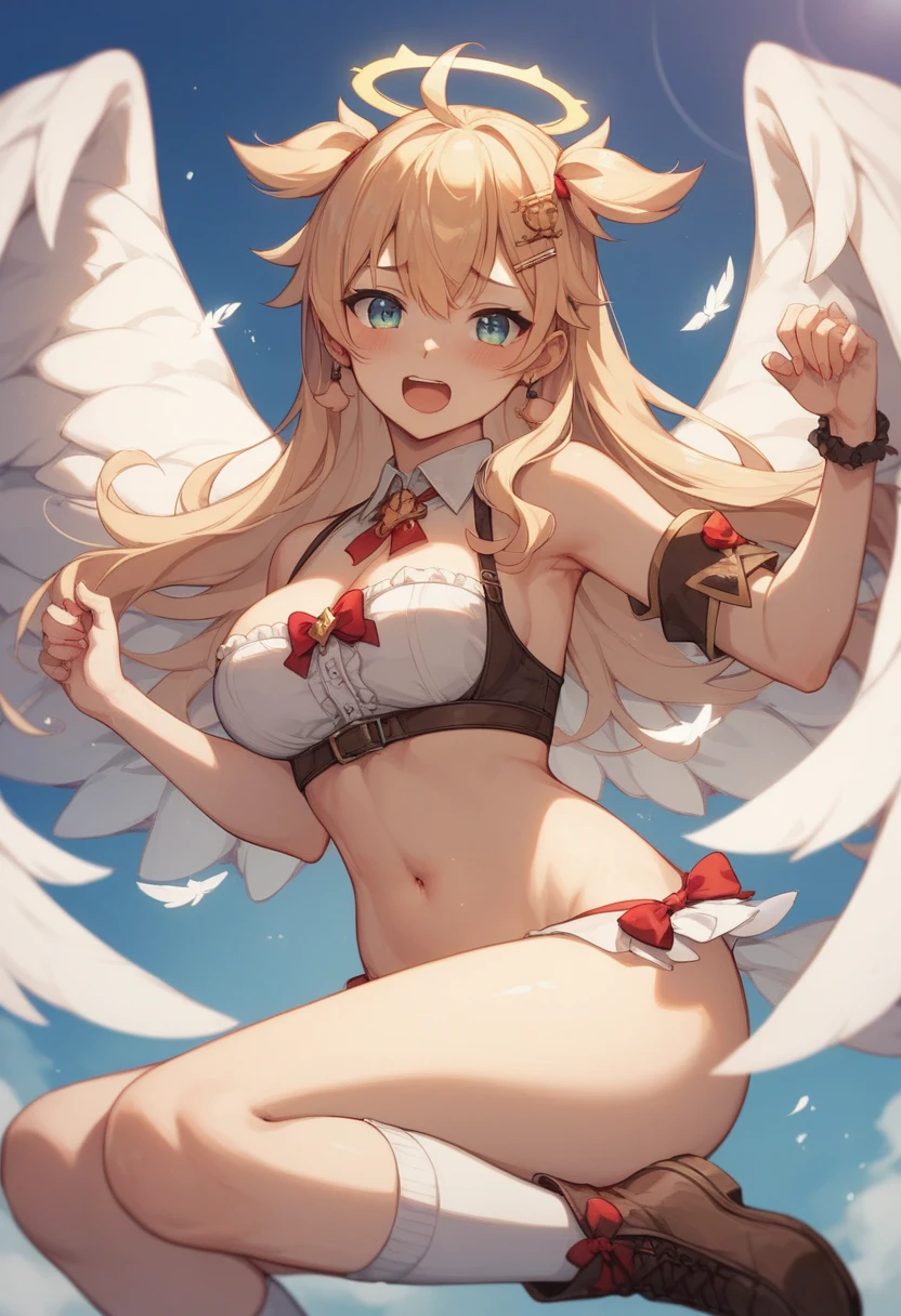 Two side girl image, half angelic side, half demonic side, facing front