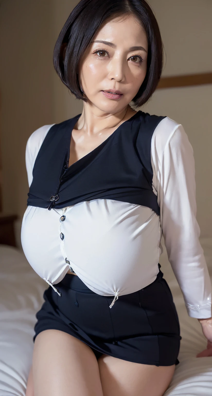 56 years Old, Indonesian mature woman, Big : 43.9, Gamis, breast about To burst out from her clothes, very large sagging mature breast. at doctor office, Patient bed, Nurse checkup, high light, at Daytime.