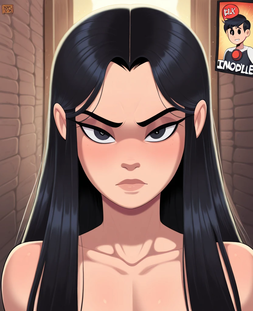nude, bare hands, nipples, clavicle, navel, Haumea, 1 girl, One, closed eyes, Closed mouth, standing, simple background, That is.,1 girl,One,draw up,red lips,lipstick,simple background,lips,flat color,Closed mouth,absurdity,soft skin,long hair,Look straight into the camera,Upper body, composition, The right light