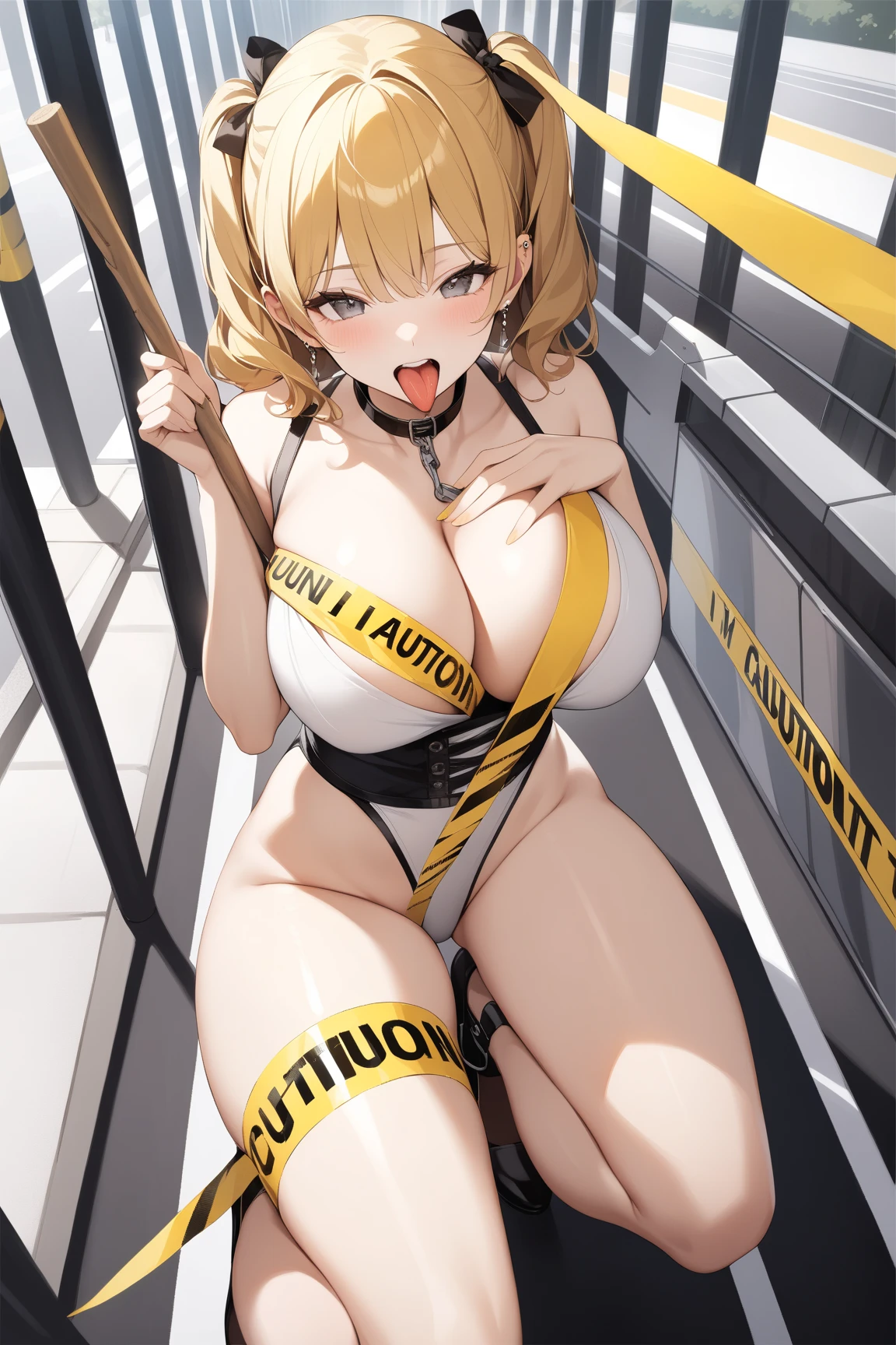 1 girl, detailed blue eyes, lange wimpern, detailed beautiful face, 4k quality, a Bit curly hair, (Long blonde hair:1.4), (arms behind back:1.5), gefesselte Arme, Red rope, (blushing:1.3), (Big breasts:1.6), (white Bikini, höschen mit seiten schnürung, 18 jears old:1.6), OTN, Gag, gagged, shibari, bondage, nah aufnahmen, sitzend in einem gepolsterten Sessel in einem modernen Apartment, big window with a beach in the background, Front View of girl