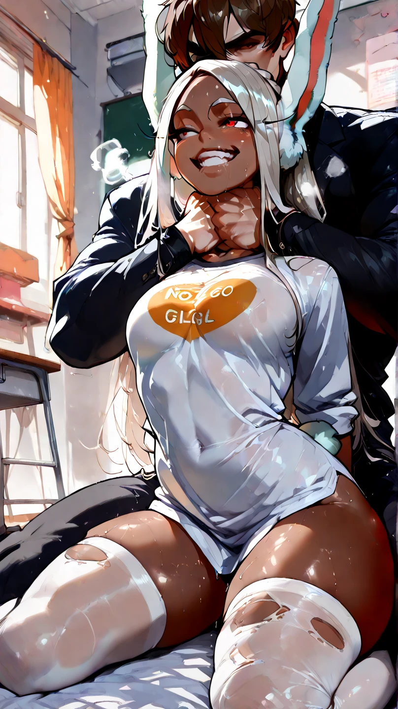 (Very tiny girl rides guy perfectly:1.5)、(またがるな女の子:1.3)、(Petite:1.5)、(((Big Breasts:2)))、(eyes half closed:2)、(despair:1.3)、(Grin)、(tears:1.1)、(The body shakes violently)、8K resolution、 ((Highest quality))、Anatomically correct、(Gym suit:1.9)、((Hasselblad Photos))、[:(Detailed face:1.2):0.2]、(heavy rain:1.5)、(Sweaty:1.6)、(Squat:1.7)、(Intense sex:1.9)、(Thick penis:1.9)、(Dripping a lot of semen from the vagina:1.6)、(Playing with breasts:1.6)、(Several middle-aged men)、(Spread your arms wide:1.8)、(Front view:1.6)、(braid one's hair:1.5)、(Loss of strength from the body:1.3)、(呻吟)、(ejaculation)、(Thin limbs:1.3)、(Lying on your back:1.6)、(fix the body:1.3)、(Leaning forward:1.3)、(Monochrome)、(Breast milk production:1.6)、(Black gloves)、(heart:1.6)、(Leaning against a wall)、(Gray Hair)、(Surrounded by a lot of middle-aged men:1.6)、(Grabbing a woman&#39;s body:1.3)