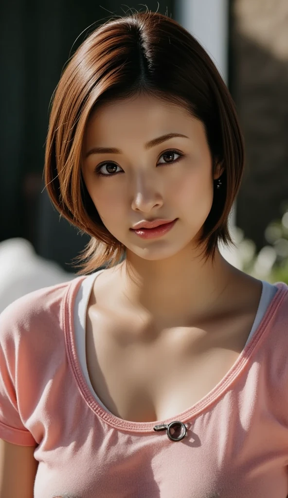 masterpiece、Highest quality、High resolution、Tabletop、wallpaper、Realistic、Bright lighting、Professional Lighting、Face Light、Smooth lighting、Japanese women、Adult female、Beautiful woman、、Modeled、gravure、sexly、so beautiful、Beautiful Skin、Beautiful and exquisite、Detailed face、slim、Large Breasts、Cleavage 、short hair、Brunette colored hair、Brown eyes、Japanese Kimono、Japanese Yukata、(Eyes closed:1.5)、(Expression of enduring pain:1.5)、(Expression of enduring pain:1.5)、In a crowded train、I can see her cleavage、