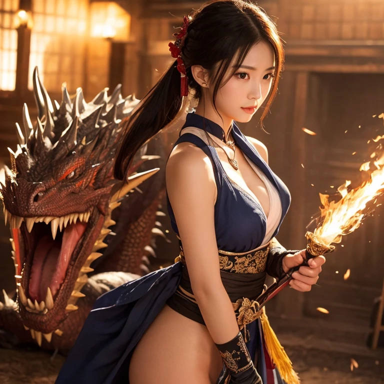 dragon_real,(extremely detailed CG unity 8k wallpaper,masterpiece, best quality, ultra-detailed, beautiful detailed eyes:1.2),best illumination, (best shadow, an extremely delicate and beautiful, bloom),(((the girl was surrounded by dragons)), (1girl:1.4),breasts, solo,(((full body))),(red tattoo),white long gauzy skirt,(color dragon:1.4),Bare leg,Delicate face,sexy,pretty,ultra detail, beautiful fine eyes with beautiful details, exquisite detailed face,high resolution, beautiful hairstyle, , (realistic eyes, beautiful detailed eyes,,(blue eyes:1.1)),Strong lighting,light and shadow texture,texture details,Anime face,girl standing before the steps of the ancient temple,Audience facing