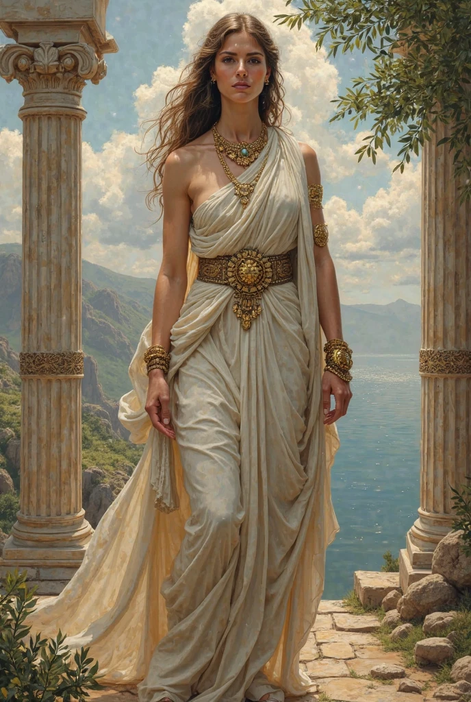 Athena, the beautiful and intelligent goddess, whole body