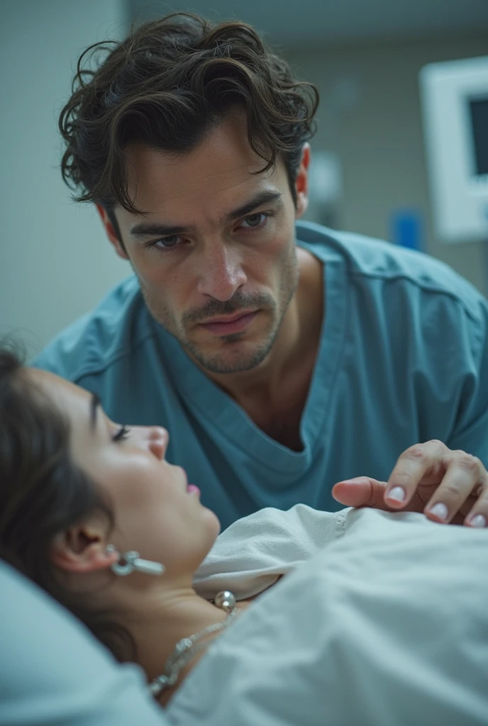 a man lying next to a headless of a woman