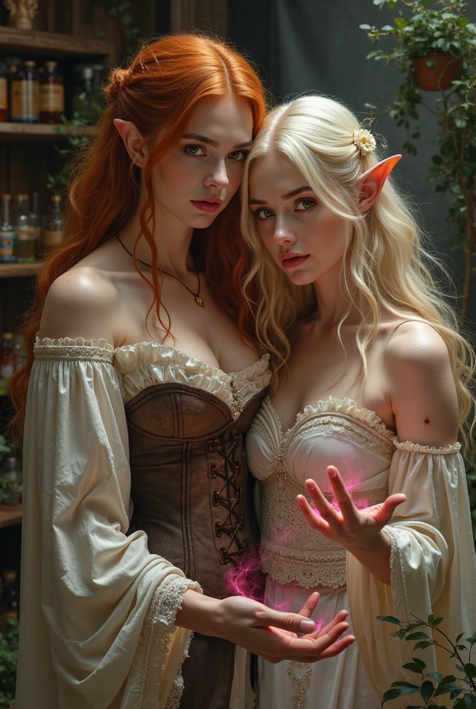Two women A blonde Elf and Dark elf