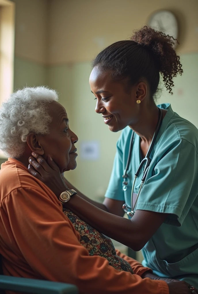 44 years of marriage african  woman where giving her husband help in the hospital 