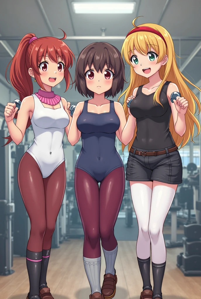 (masterpiece), (best quality), (High quality), BREAK, expressive eyes, BREAK, perfect face, (1girl), (grey cat ears), (medium hair, grey hair), ((pixie cut)), BREAK, (big eyes, perfect eyes, blue eyes, thick eyelashes), thin eyebrow, BREAK, ((smile)), BREAK, (short height), BREAK, slim bulid, BREAK, (medium breasts), (clevage), BREAK, (red tanktop, cropped), BREAK, ((black leggins)), BREAK, (sneakers), BREAK, (standing), (view from the front), (full body), BREAK, (at the gym, crowded), BREAK, more_details:-1, more_details:0, more_details:0.5, more_details:1, more_details:1.5