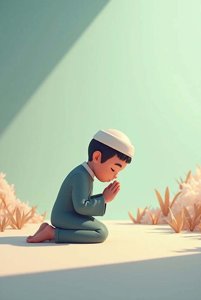 Black skin boy Muslim praying 