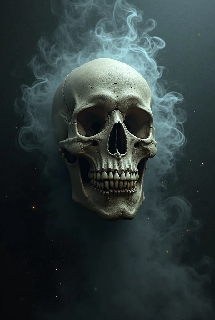 Skull To smoke, Dark style image, Image painted in artistic style, image with white background volumetric lighting, Black and white color image, 24K
