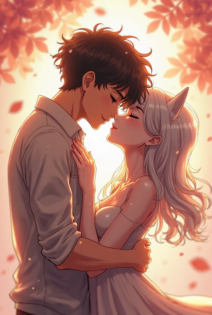 One boy, One Girl, blush, Open your mouth, grab your chest, Dorsal position, Top Girl, grab, Heterosexual, Big Breasts, Long Hair, Nipples, nude, throw, Sex, penis, vagina, Straddle, Sweat, Bluish white hair, Cat ear, (intense:1.5), (trembling:1.5), (Love juice:1.5), Angle from below,