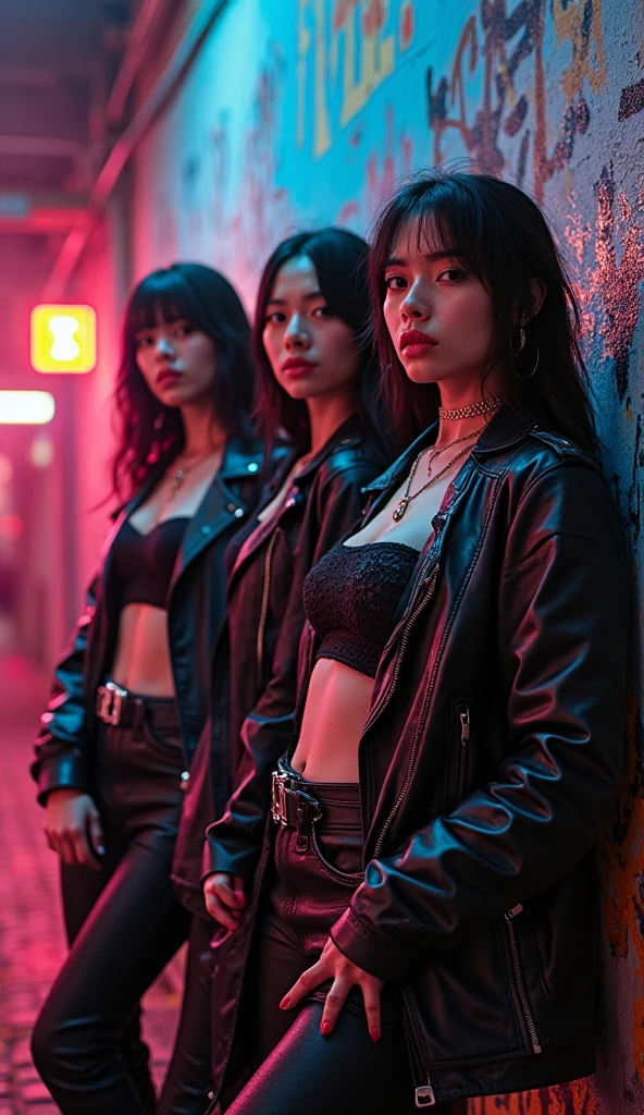 I'm taking photos for a new concept album. Create a girl group concept photo in the style of "Savage"