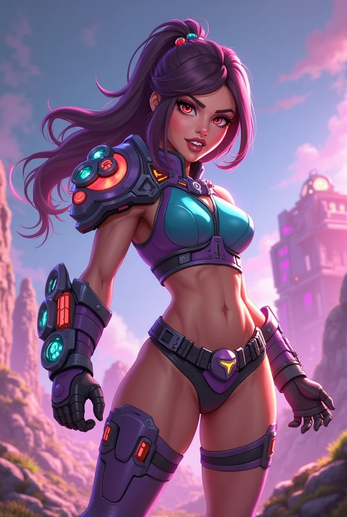 D.va from Overwatch, (african female), sexy, fanart, fighting pose, amazing detail, color grading, (glowing haze)++ (soft glow)+ digital art render, anime, pixar style, by rossdraws, wlop, ilya kuvshinov, 8k