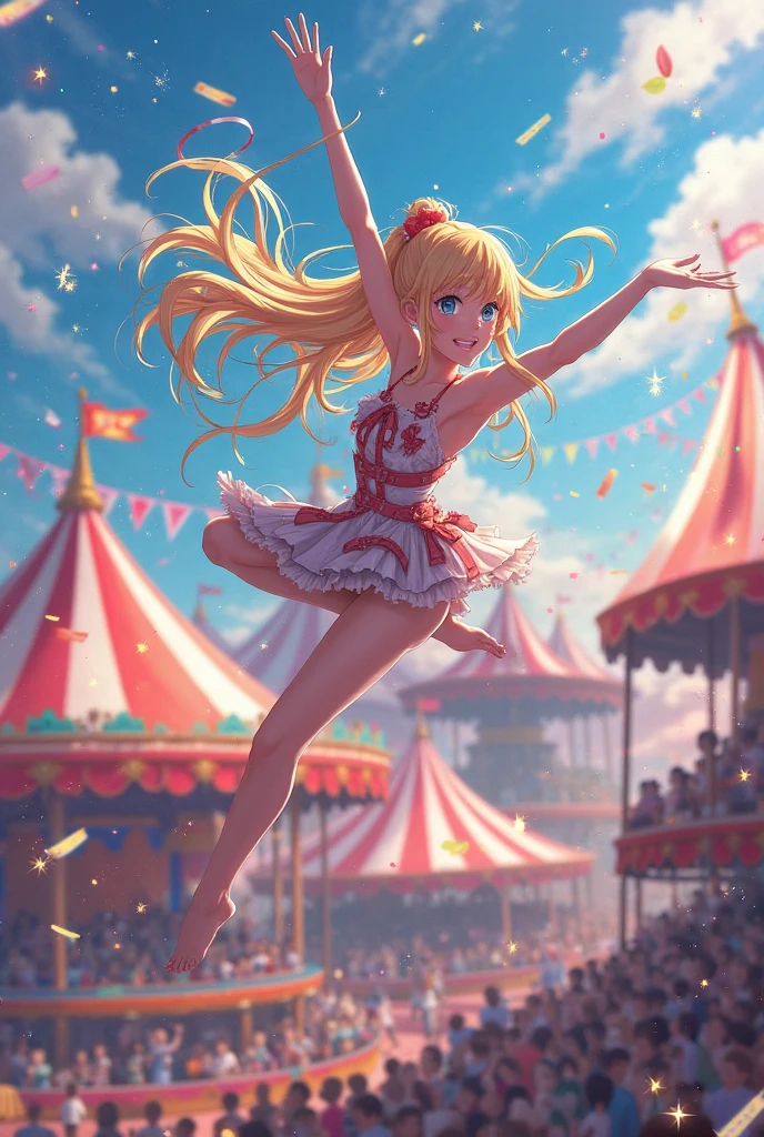 cute anime girl in a circus performer costume