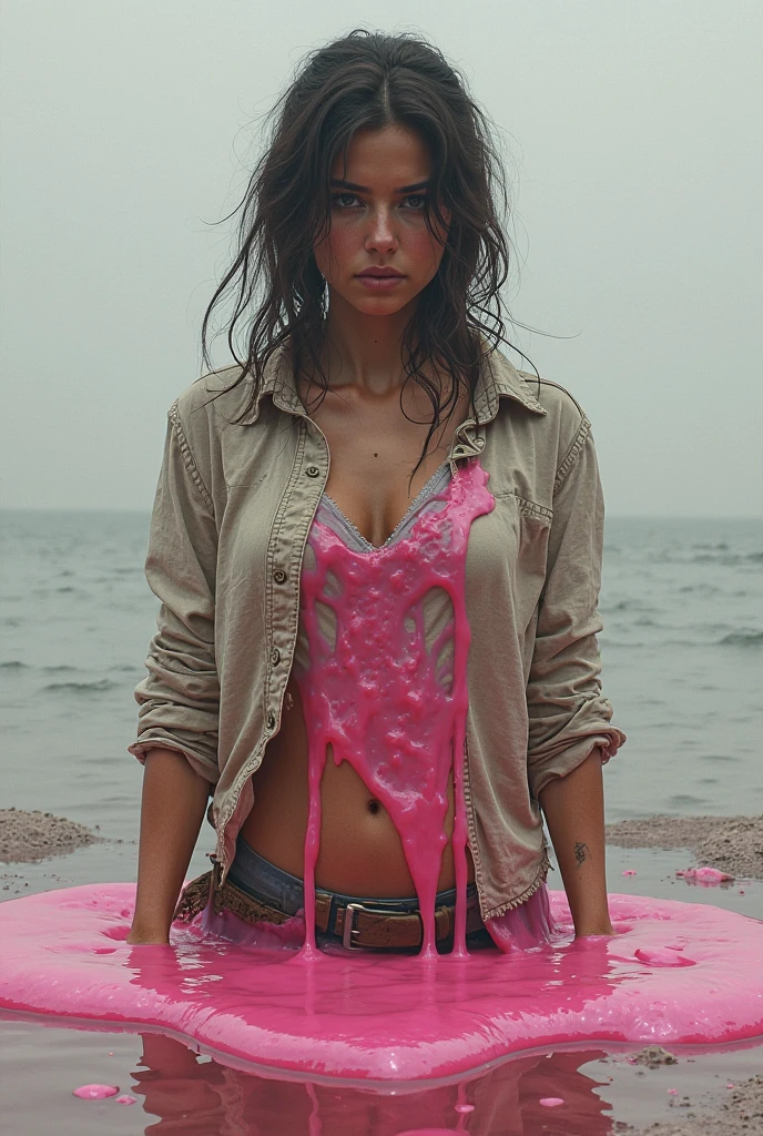 Hyper-realistic paparazzi photo of a short-haired black-haired woman, 65 years old, braces, panties slipped down on the legs (abbassare), muddy buttocks, the woman is wearing a white transparent rain jacket, the rain jacket is soiled with mud splashes, thong panties, hold-up stockings red soiled with mud splashes, Gothic, short hairstyle 80s perm, Lucy Boynton, Cup size C, 80s hairstyle, pink suspenders next to the breasts, 65 years old, The free small breasts are smeared with mud, small pussy, Mud runs all over her body, necklace, the face is soiled with mud splashes, short hair is high-toupeed, hair is smeared with mud, the woman are smeared with mud, high heel sandals smeared with mud, the high heel sandals look out of the mud, high quality, realistic lighting, center of the picture, hourglass proportions, 8K, HDR, small, long legs, professional photography of a woman, natural skin texture smeared with a lot of mud, 4K textures, Adobe lightroom, photo lab, HDR, complicated, elegant, very detailed, sharp focus, insane details, intricate details, hyper-detailed, bright cinema light, Outdoor atmosphere, chin pulled up, mouth semi-open, (YES NSFW)