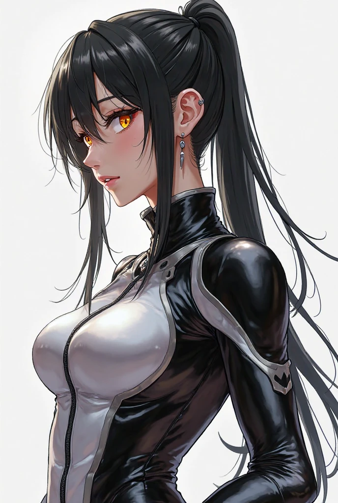 a 30 yo woman,(hi-top fade:1.3),long hair,dark theme, soothing tones, muted colors, high contrast, (natural skin texture, hyperrealism, soft light, sharp), Ninja, net, big breast 
