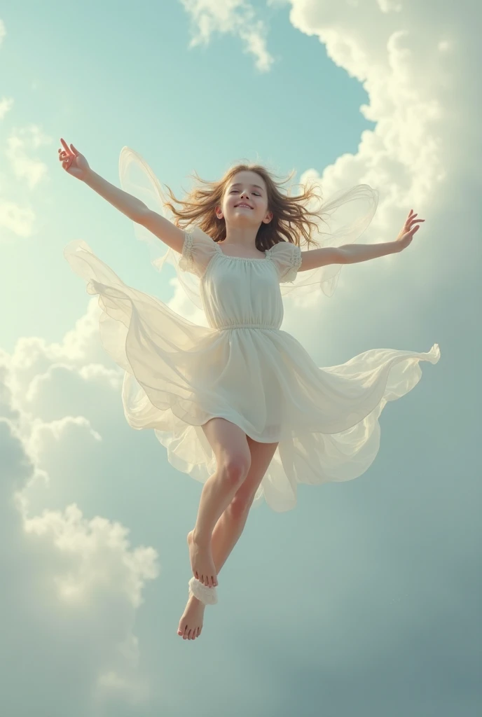 A girl flying in the sky