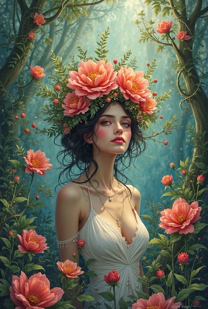 painting of a woman with a strange face and a flowery dress, peter mohrbacher'', peter mohrbacher style, peter mohrbacher c 2 0, peter mohrbacher digital art, peter mohrbacher artstyle, style of peter mohrbacher, artgerm julie bell beeple, art of wlop and greg rutkowski