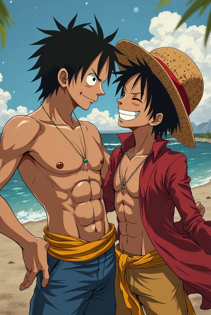 The main character of the anime one Piece luffy of the straw hat a big smile on his face and holding a treasure chest the luffy in 3d --auto