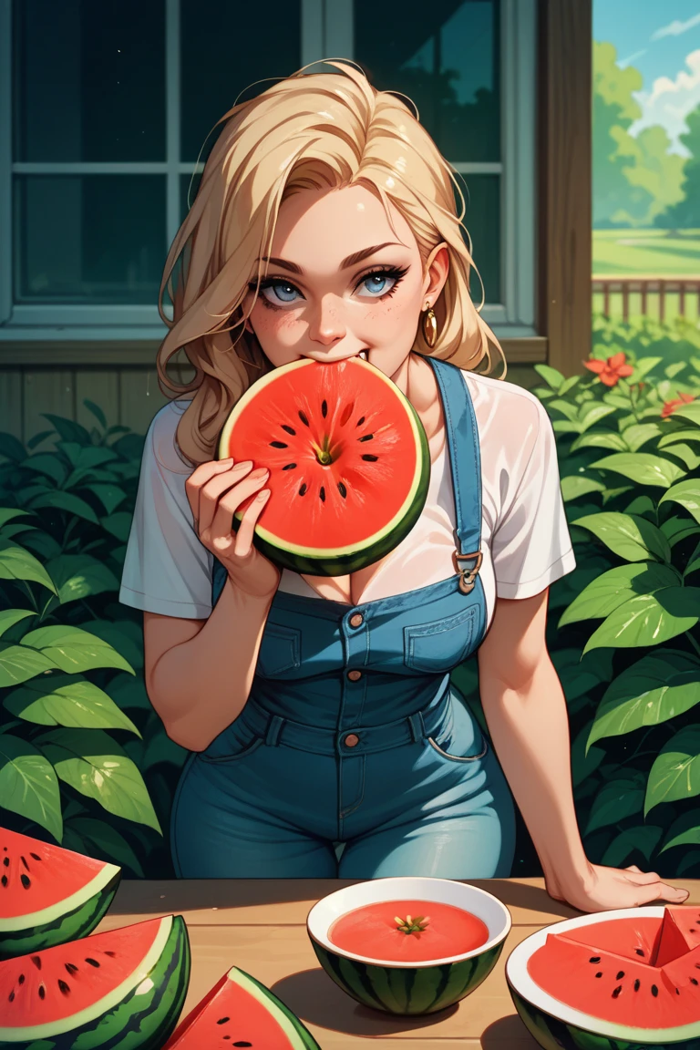 1girl, leaf Pokemon, full body, curvy body, beautiful eyes, detailed eyes, long eyelashes, visible thighs, sitting, red skirt, blue shirt, knees together, smile, upskirt, white panties, on a picnic, cake, food, drinks, chocolates, a bouquet of flowers, pokeballs, pokemon, vibrant colors, soft lighting, looking at viewer, high angle shot, (best quality, 4k, highres, masterpiece:1.2), ultra-detailed, realistic:1.37, professional, vivid colors, concept artists style, soft light, vibrant colors, dusty pink color tone. Blonde haired female, long hair , smiling, muscular thighs, muscular legs, chubby legs, chubby thighs, meaty legs, meaty thighs, thick legs, thick thighs, fat thighs, curvaceous, long, Rubenesque, large breasts, large butt, large ass, voluptuous thighs, voluptuous legs