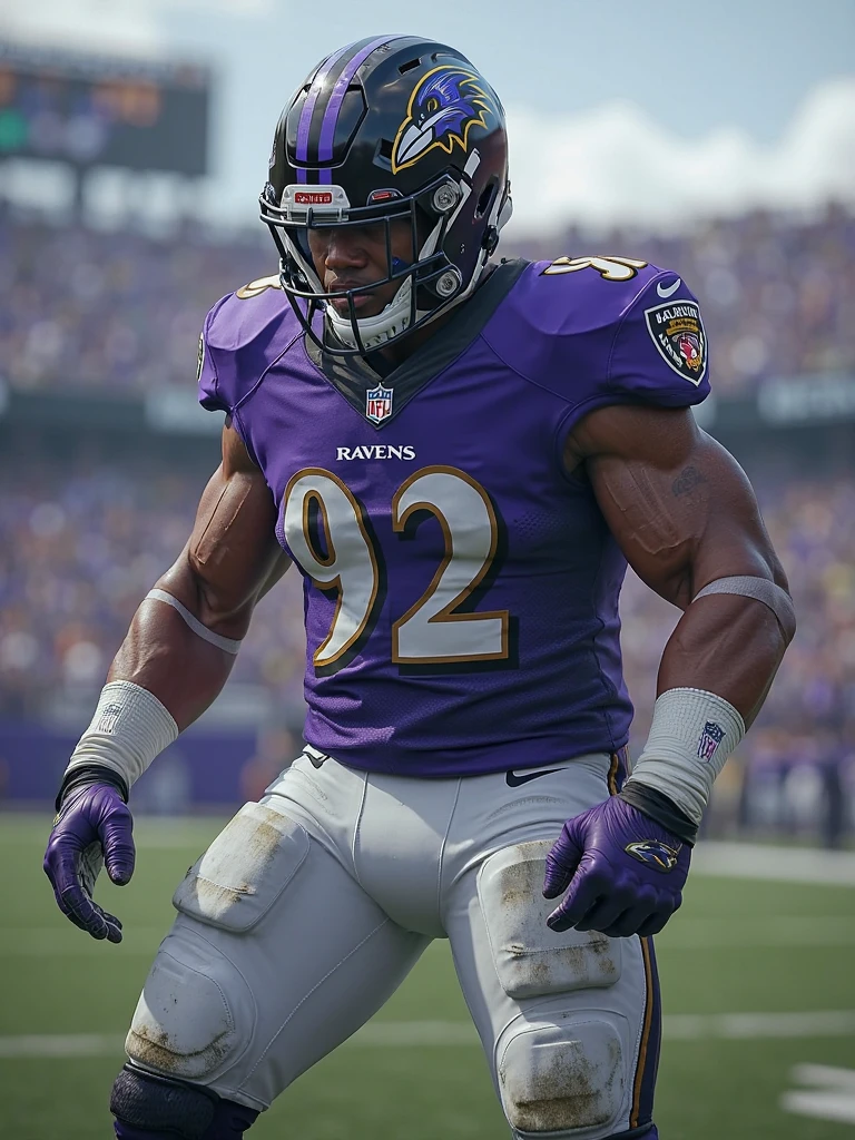 Make me the football uniform but with black colors, purple and gold