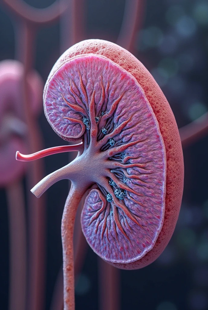 Kidney with anti-GBM antibody glomerulonephritis and its parts