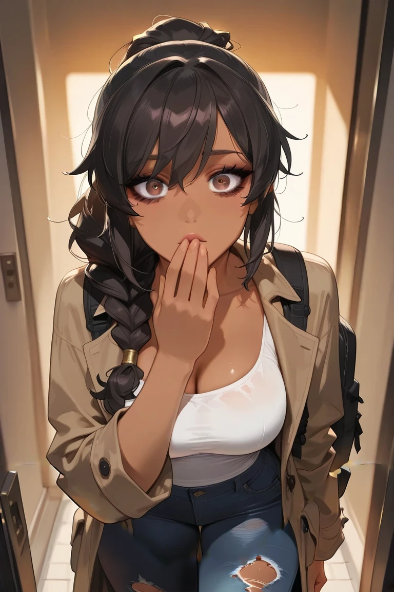 r, sexy, brown skin, Old ripped clothes, chained hands, realistic, photorealistic, (8k, RAW photo, best quality, masterpiece:1. 2), (realistic, photo-realistic:1. 37) ultra-detailed, vivid colors, studio lighting
