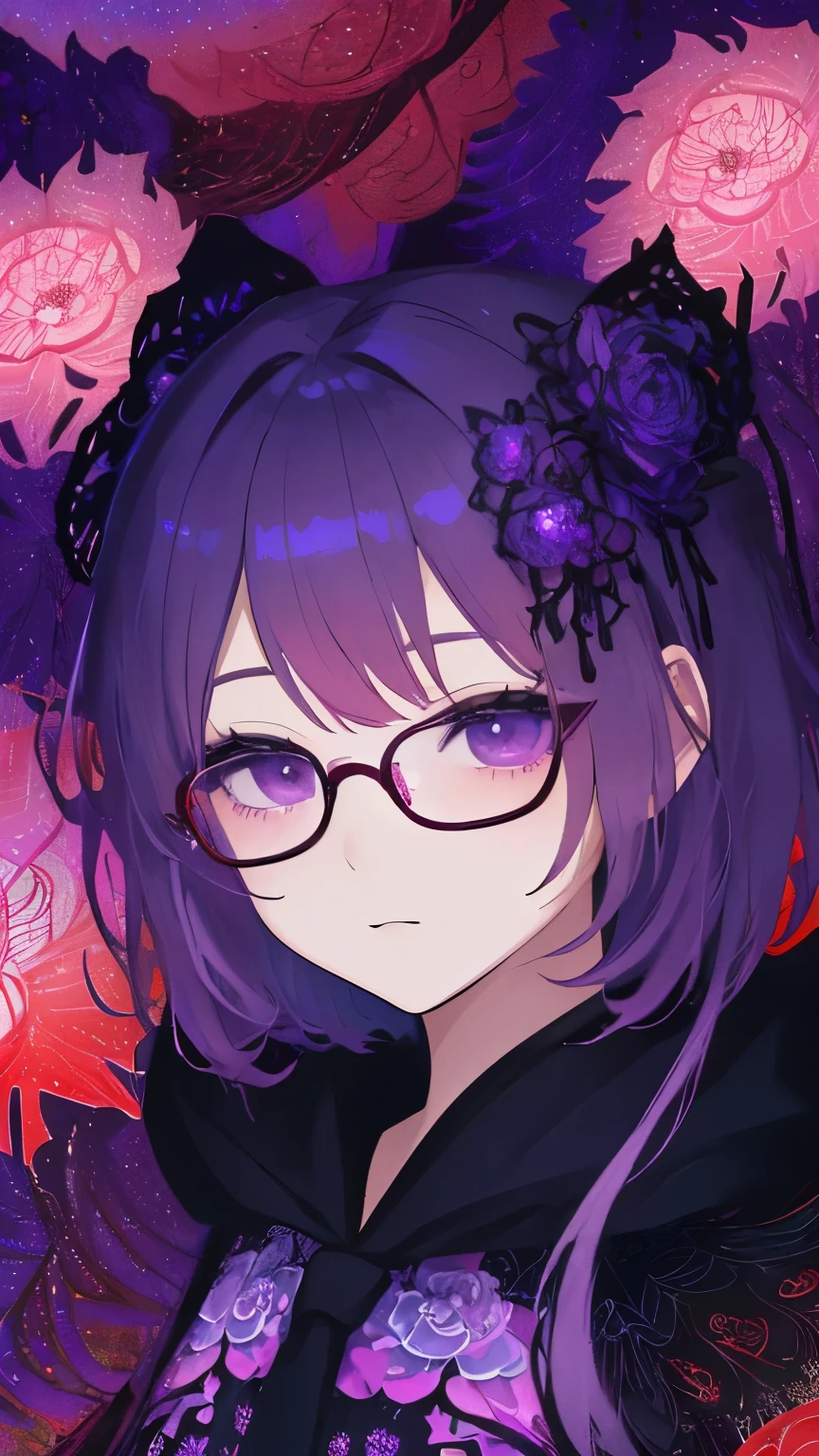 Add a whiter chest and purple glasses、Add black hair with red tips。
