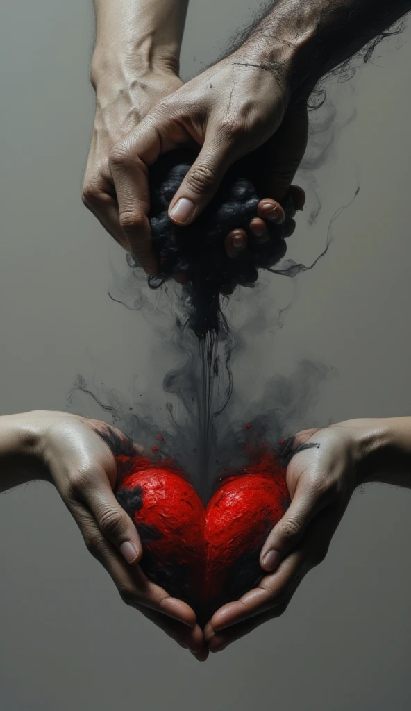 Black background and 2 hand drop vermilion