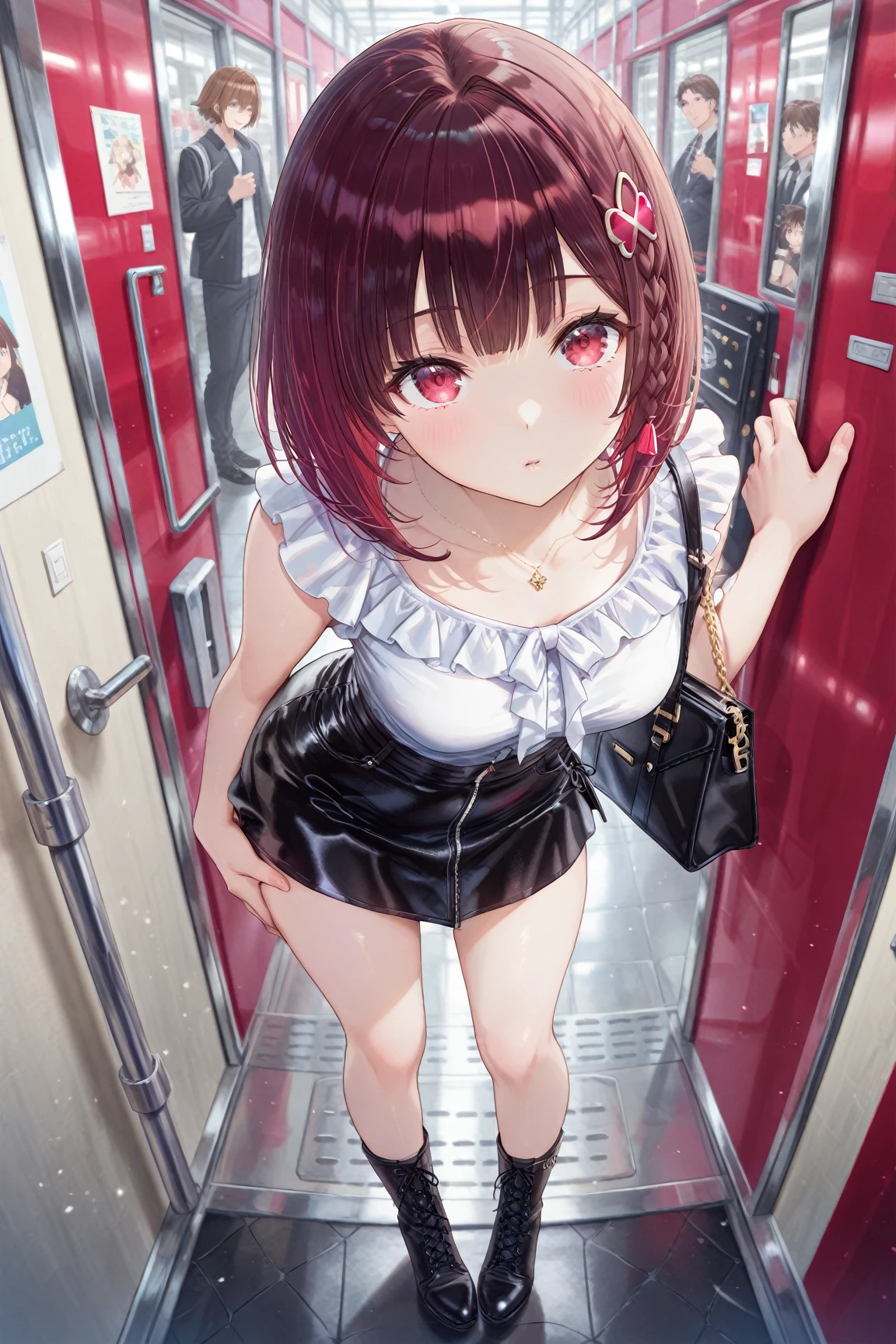 (8K、Highest image quality、highest quality、masterpiece)、detailed face、((1 baby girl)),side ponytail hair、long hair、blunt bangs、evil smile、((grin))、((flat chest))、((see through camisole))、red school bag,minimum skirt、((micro pleated skirt))、((micro mini skirt lift)、cowboy shot、((in the train)),((see through)),((nipples)),((nipples visible)),((sit on seat)),((spread legs)),((sweaty)),((show off erectile penis)),((((futanari girl)))),(((futanari loli))),(futa loli girl),hand to own penis,grab the own penis,hand to penis,touch the own penis,tekoki,Exposure,cum,penis into own hand,hand to the penis,grab own penis,Handjob,cum,semen,sperm,bukkake,cum on face,((penis ejaculates semen)),(((ejaculates semen))),school backpack,(((cumming on face))),((cum on face)),(Futanari),(masturbation),(((futanari masturbation))),loli,,chippai,loli girl,