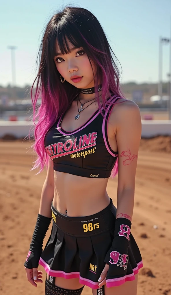1 girl,(photo-realistic:1.2),(black background),amber heard,(pink wrestling outfit),athletic build,playful expression,beautiful eyes,long eyelashes,beautiful lips,c cup,standing, sexy pose, medium hair